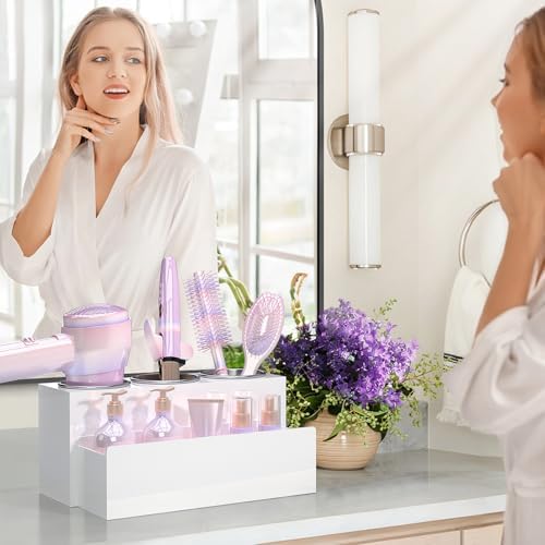 Glossy White Countertop Detachable Hair Tool Organizer for Vanity - Image 2