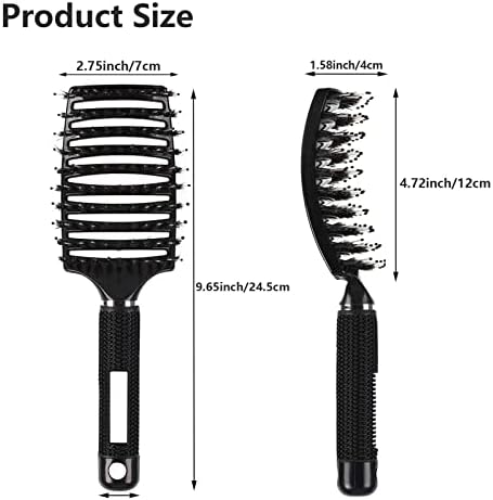 2PCS Curved Vented Hair Brush Boar Bristle Hair Brushes Paddle Detangling Brush Professional Styling Hairbrushes Detangler for Women/Men/Kids Wet Dry Thick Curly Straight Hair (Gold+Black) - Image 2