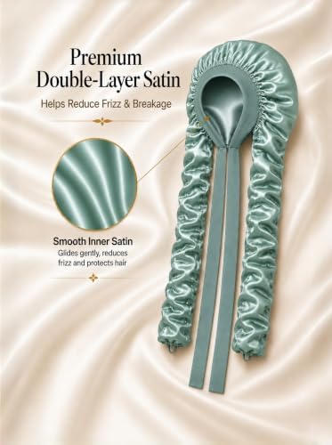 Double Layer Slik Like Satin Bonnet, 33-43" XXL Bonnet for Braids Long Hair - Image 3