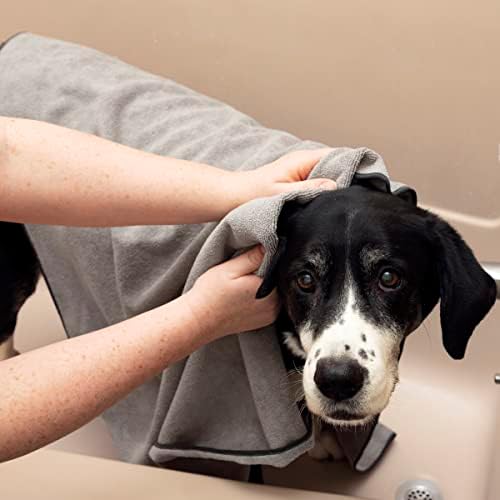 Ritz Embroidered Microfiber Pet Towel, Large, Paw Spa Gray, 2 Towel Set - Image 5