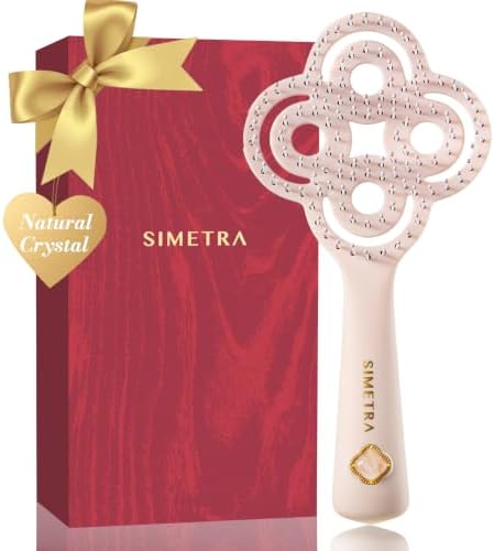 Simetra Detangler Hair Brush for Woman and Men, Original Detangling Brush for Curly Hair/Fine &Thick/Wet & Dry Hair, Flexible Bristles Hairbrush - Natural Crystal Inlay & 14K Gold Plating by SimetraHairBrush