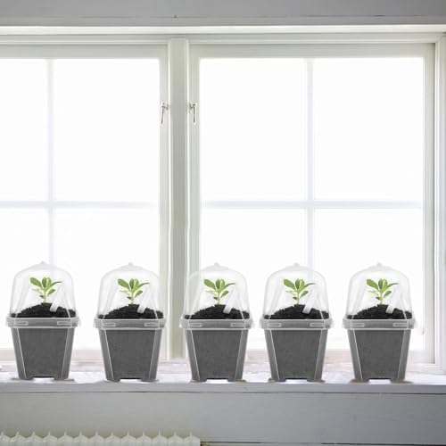 50 Packs Clear Plant Nursery Pot with Humidity Dome, Plastic Gardening Pot - Image 4