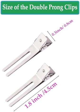 10 Pack Double Prong Pin Curl Hair Clips, Silver, 1.8" - Image 2