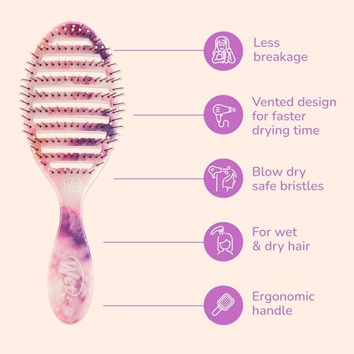 Wet Brush Speed Dry Hair Brush - Watermark (Color Wash) - Vented Design and Ultra Soft HeatFlex Bristles Are Blow Dry Safe With Ergonomic Handle Manages Tangle and Uncontrollable Hair - Pain-Free - Image 4