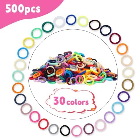 500pcs Baby Hair Ties, Toddler Hair Ties for Girls, Kids Seamless Elastic Hair Bands, 1 Inch No Metal Ponytail Holders, Soft Cotton Hair Accessories, 30 Assorted Colors, Durable & Pain-Free - Image 4