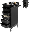 EBANKU Salon Beauty Rolling Trolley Cart Black Hair Salon Storage by EBANKU