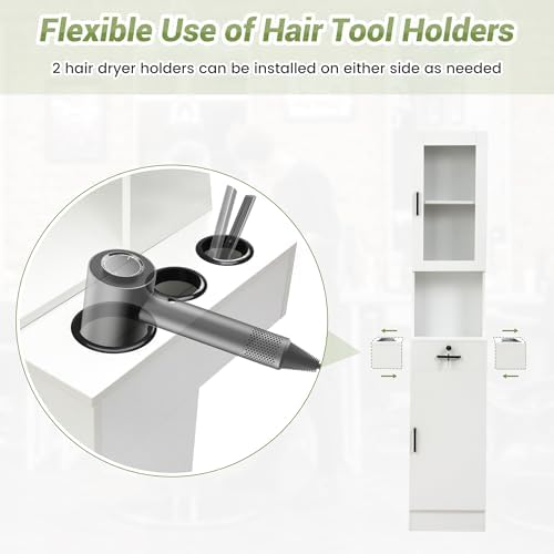 RESHABLE Salon Station for Hair Stylist,Hair Styling Storage Cabinet,White - Image 6