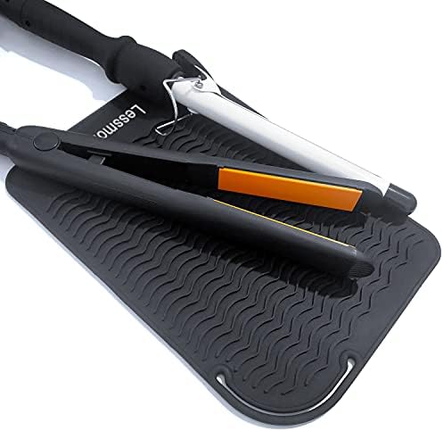 Lessmon Large Heat Resistant Mat for Hair Styling Tools, 11 x 7.5 in, Black by Lessmon