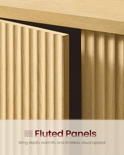 VASAGLE Set of 3 Buffet Cabinet with Adjustable Shelves, Fluted Doors - Image 6