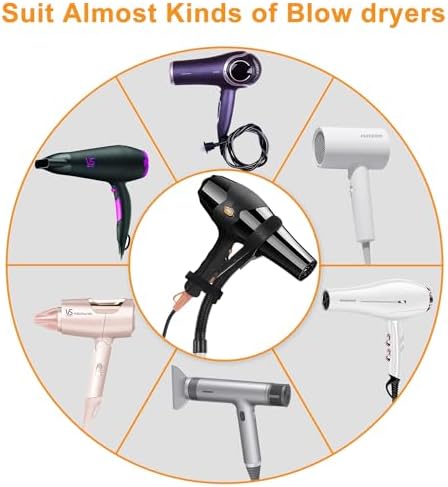 Erytlly Hair Dryer Stand Hands Free 360-Degree Rotating Adjustable Height Metal Hair Dryer Holder Blow Dryer Holder About for 0.5kg Hair Dryer in Bathroom, Vanity, Makeup Room Basic - Image 4