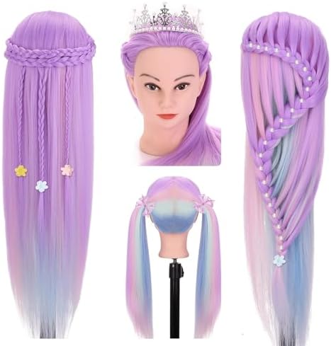 Mannequin Head, TopDirect 29" Hair Mannequin with Cosmetology Hair Doll Head to Practice on Styling Hairdressing Training Braiding with Clamp Holder & Tools for Women Girls - Image 2