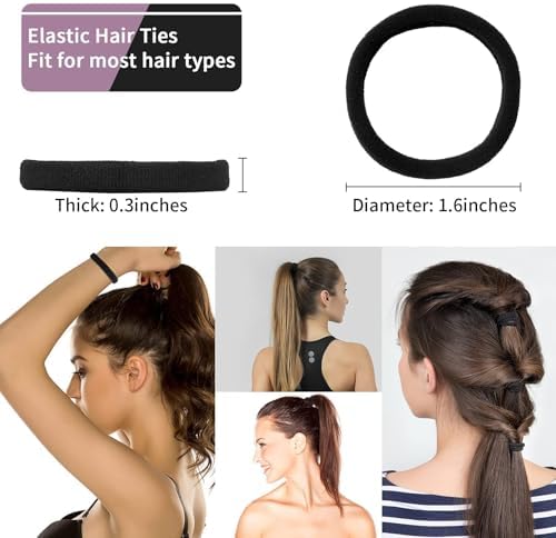 100PCS Black Hair Ties for Women, Seamless Cotton Hair Bands No Crease - Image 2