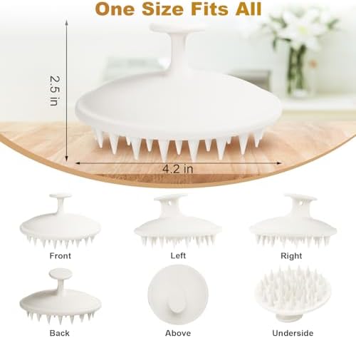 Meartchy Silicone Scalp Massager Shampoo Brush, Scalp Brush for Hair Growth & Dandruff Removal, Hair Scrubber Scalp Stimulator Exfoliator Brush with Soft Bristles for Wet Dry Scalp Care (White) - Image 2