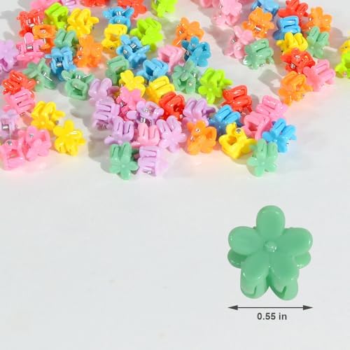 Mini Flower Hair Clip Flower Clips,Colorful Mini Hair Claw,for Women, Girls,Baby, Toddler Bangs Strong Grip Small Tiny Rainbow Hair Clips (100, Assorted) - Image 2