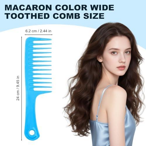 60 PCS Wide Tooth Comb for Curly Hair, Large Tooth Comb Can Easily Detangle Wet and Dry Hair Knots, Used for Styling and Daily Care (Pink + Green + Blue + Orange) - Image 2