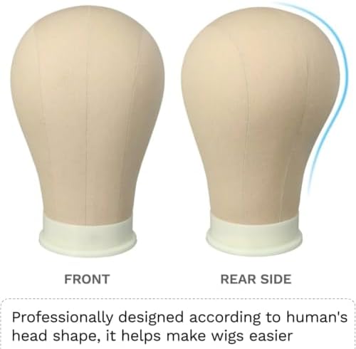 Mannequin Head for Wigs, Block Canvas Wig Mannequin Head with Stand (23") - Image 2