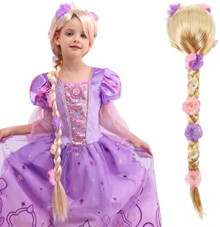 Sincere Party Girls Princess Wig,Rapunzel Plaits Blonde Wig for Girls Halloween Party,Role Playing by SPUNICOS