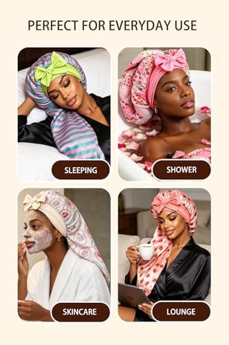 Extra Large Satin Bonnet for Braids Locs & Long Hair No Slip Tie Band Stays On All Night Sleep Cap Won’t Flatten Hair - Image 6