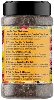 Mini Wildflower Seed Shaker - Save The Bees Seed Mix, by GevaGrow | 80,000+ Seeds | Pollinator & Bee Attracting Flower Seeds Bulk for Planting in Pots & Outdoor Gardens | 2 Ounce - Image 3