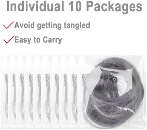 10 Pcs Gray Curly Wavy Synthetic Clip-In Hair Extensions 17 Inch Women Gift - Image 4