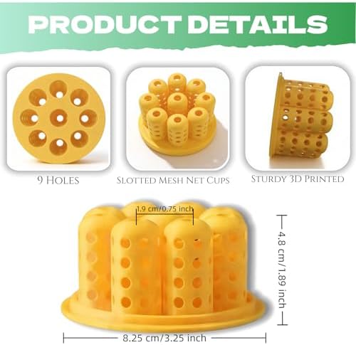 3D Printed Hydroponic Planter Vase, 9-Hole Seedling Starter Tray Indoor Gardening Net Cups Pots for Plants Flowers Vegetables, Office Home Balcony Decor (1, Green) - Image 6