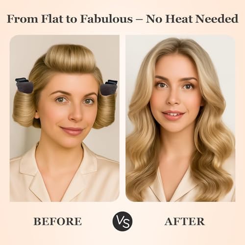 Heatless Hair Curler Set – 4PCS Velvet Overnight Blowout Rods for Heatless Curls, Jumbo Flexible Curling Rods to Sleep In, No Heat Curling Tools for Natural Waves and Curls Brown - Image 3