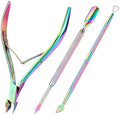 Makartt 3-Pack Rainbow Titanium Cuticle Nipper, Pusher Set by Makartt
