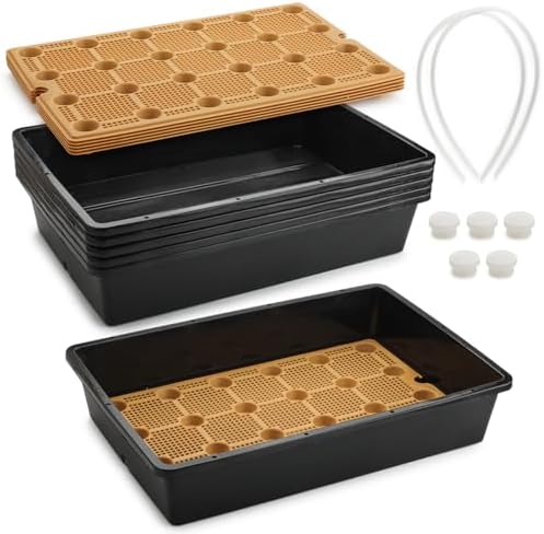 5 Pack Nursery Pots Trays with Removable Mesh Drainage Mat, Plastic Seed Starter Trays (17"x12"x3.5") with Drainage Hole, Propagation Kit for Seedlings, Microgreens, Plant Germination (Black) by RooTrimmer