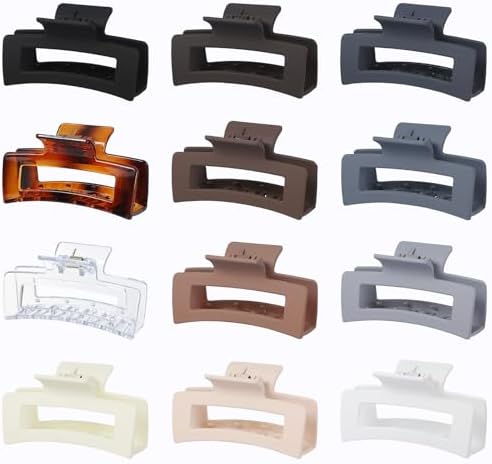 Sisiaipu 3.5 Inch Hair Clips - 12 Pcs Square Jaw Clips for Thick and Thin Hair, Rectangular Hair Accessories for Women and Girls - Neutral - Image 6