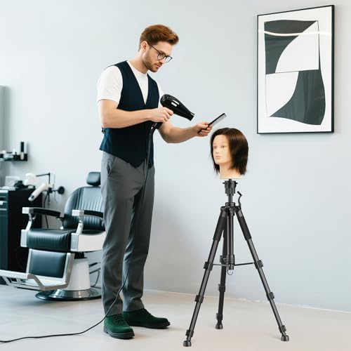 Mannequin Head Stand, 54 inch Adjustable Wig Stand Tripod with Non-Slip Base, Heavy Duty Metal Mannequin Tripod Stand for Cosmetology Hairdressing - Image 7