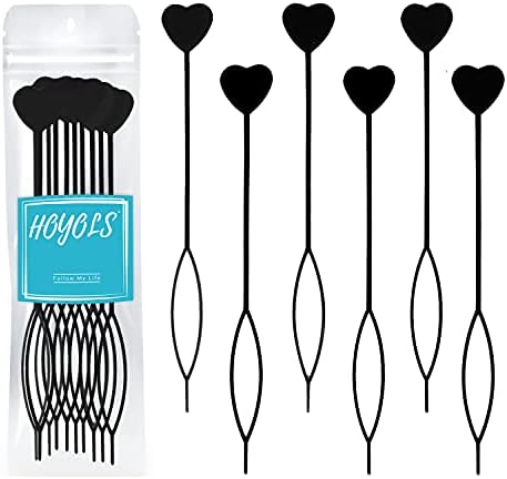 Hoyols 12pcs Quick Topsy Tail Hair Beader for Braiding Beads on Braids, Loop Threader and Braider for Kids Girls, Ponytail Hair Styling Maker Set of 12 - Black by HOYOLS