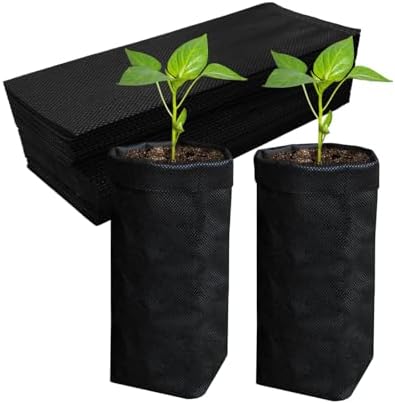 Belit 50 Pcs 13.5" H Deep Nursery Grow Bags, Non-Woven Plants Pots Container for Starting Deep Rooted Plants Vegetable, Flower, Seedling Tree, Black by Belit