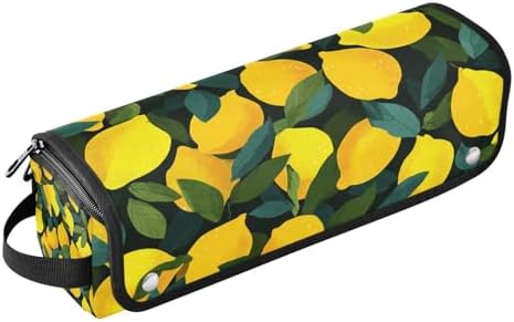 Hair Tools Travel Bag with Heat Resistant Mat 2-in-1 Hot Tools Travel Bag Organizer Flat Curling Iron Travel Case for Straightener Yellow Lemons Black by WelcometoElliTarr