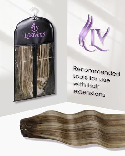 LaaVoo Clip in Hair Extensions Real Human Hair, Ombre, 5pcs 18inch - Image 4