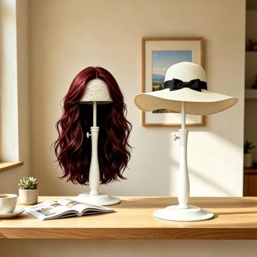 Wig Stand 1PC Iron Base Adjustable 12.6-18.5" White Non-Slip Wig Holder - Image 2