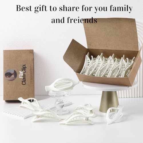 8 Pack Glossy White Flat Hair Clips for Women – Sleek Non-Slip Claw Clips with Strong Hold, Minimalist Hair Accessories for Bridal, Office, or Everyday Wear - Image 7