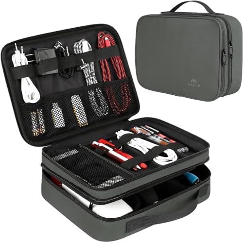 MATEIN Travel Electronics Organizer Case, Large Cable Storage Bag, Grey by MATEIN