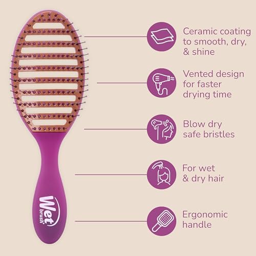 Wet Brush Ceramic Speed Dry Detangler, Black, Vented Blow-Dry Hair Brush - Image 3