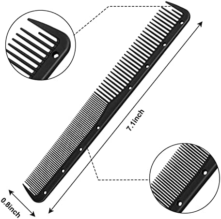 Leinuosen 12 Pcs Carbon Fine Cutting Comb for Salon Hairdressing, Heat Resistant Barber Comb (Black) - Image 2