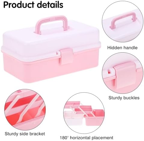 Hair Accessories Box,3-Layer Craft Tackle Art Tool Organizer Dusty Pink - Image 3
