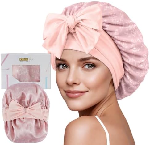 ZIMASILK 100% Mulberry Silk Bonnet for Sleeping Women Long Hair, Blush by ZIMASILK
