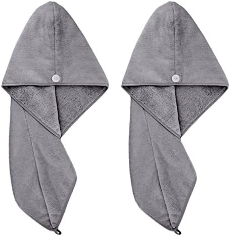 POLYTE Microfiber Hair Turban Wrap Drying Towel (12x28 Large, 2 Dark Gray) by Polyte