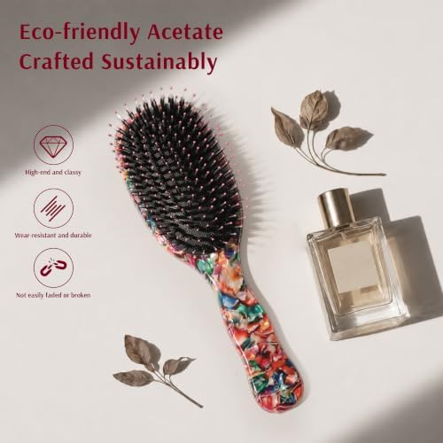 VOCOSTE Boar Bristle Hair Brush, Detangling & Shine Paddle Brush Gift Set - Image 3