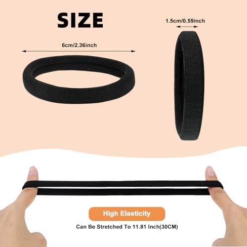 80pcs Black Thick Hair Ties for Women, 2.36 IN Large No Metal Ponytail Holders, Heavy Duty Elastic Hair Bands, Durable No Damage Hair Elastics for Thick & Curly Hair, Strong Hold - Image 3