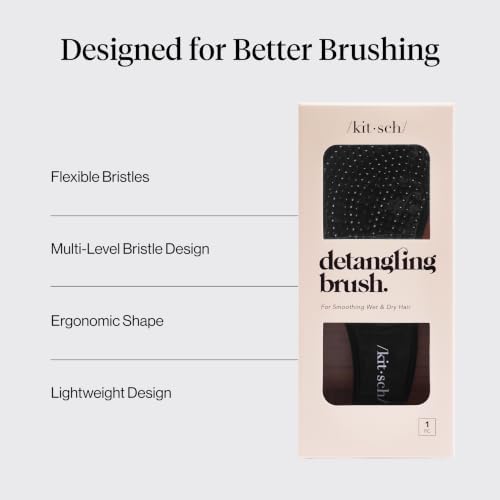 Kitsch Detangler Brush – Gentle Curly Hair Brush All Hair Types - Black - Image 3
