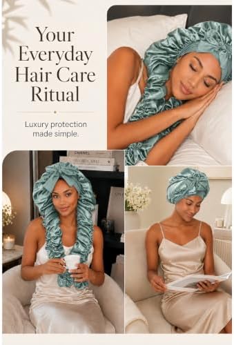 Double Layer Slik Like Satin Bonnet, 33-43" XXL Bonnet for Braids Long Hair - Image 4