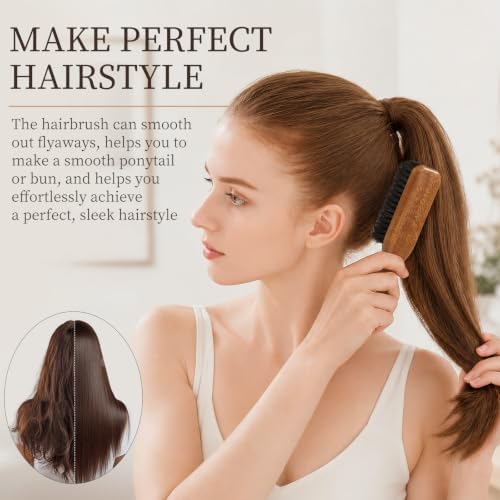Slick Back Hair Brush with Boar Bristle Brings Smoothing Brush - Image 6