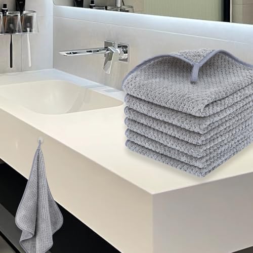 MaopaoBeauty Washcloth Set for Bathroom - Quick Drying - Ultra Soft Microfiber Absorbent Towel for Bath Fitness, Gym, Shower, Hotel, and Spa - 13x13 Inch | Set of 6, Grey - Image 7