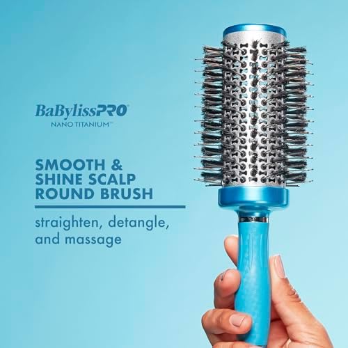 BaBylissPRO Nano Titanium Smooth & Shine Scalp Round Hair Brush – Detangling, Straightening & Blow-Dry Brush for Frizz-Free, Sleek, Shiny Hair - Image 3