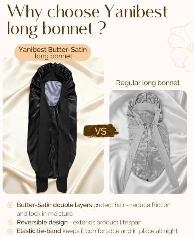 YANIBEST Double Layer Extra Long Bonnet, Adjustable Satin Sleep Bonnet - Image 5